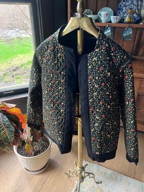Handmade Quilted Jacket Small | Floral Padded Blazer | Like New Boho Quilt Coat